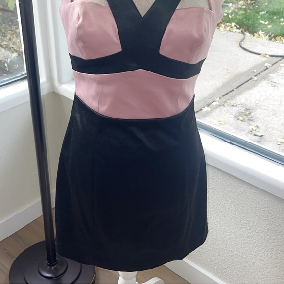 BEBE Satin Color-block Evening Dress - Picture 8 of 8